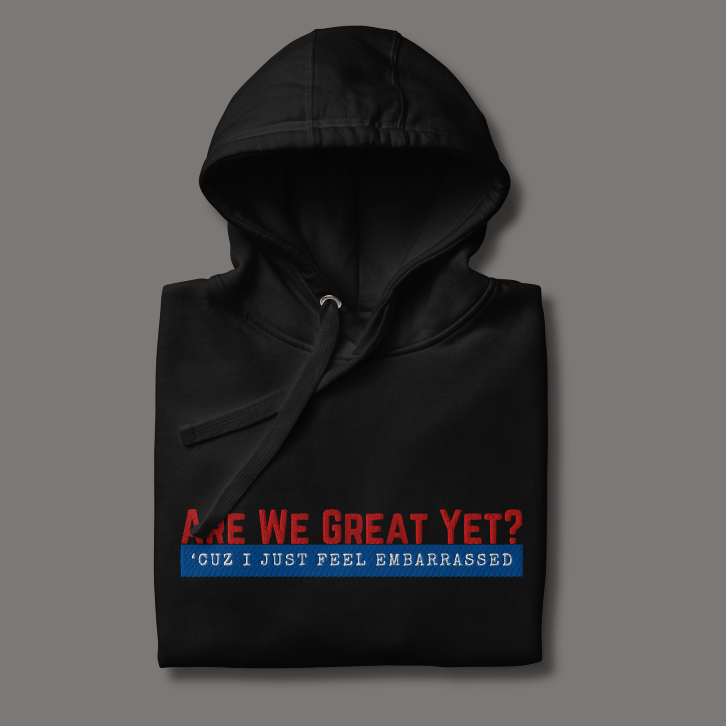 Are We Great Yet?™ | Premium Embroidered Hoodie
