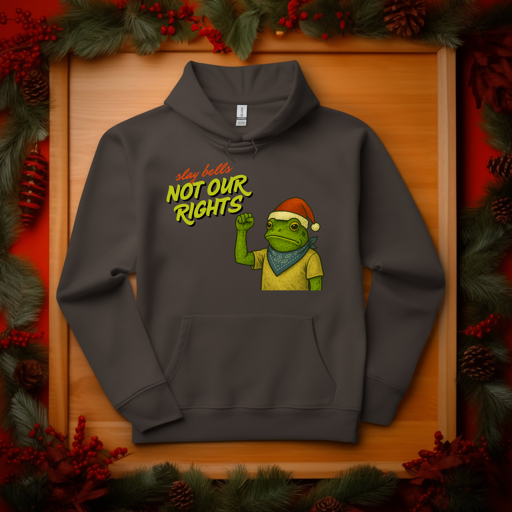 Slay Bells Not Our Rights™ | Graphic Christmas Hoodie