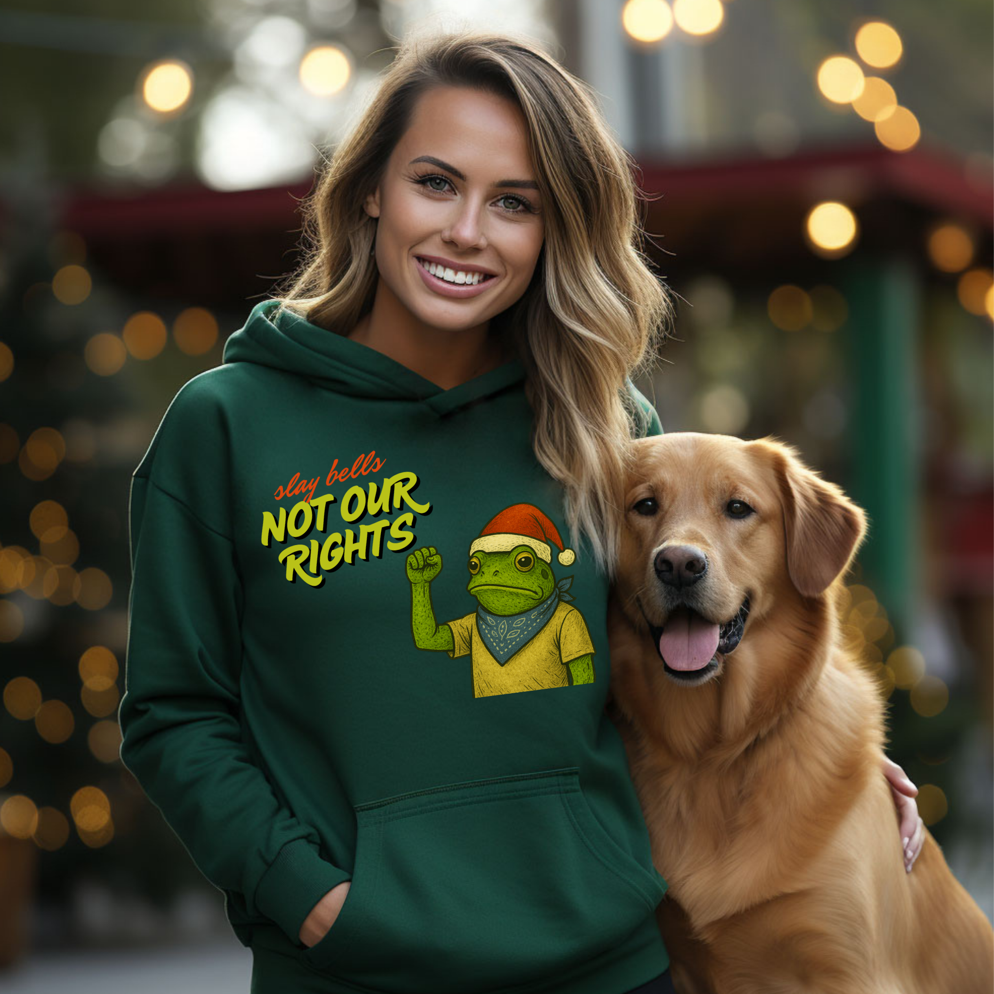 Slay Bells Not Our Rights™ | Graphic Christmas Hoodie