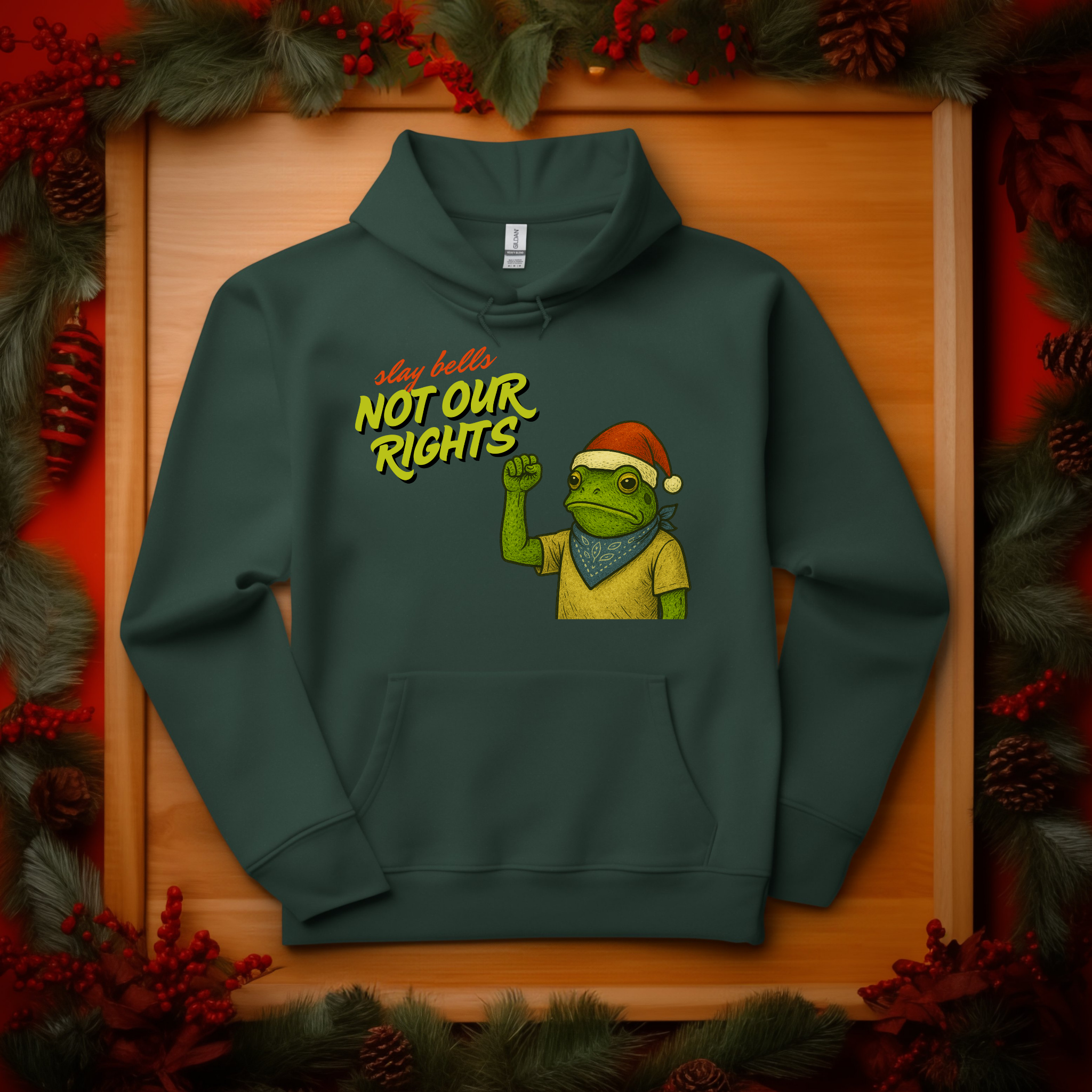 Slay Bells Not Our Rights™ | Graphic Christmas Hoodie