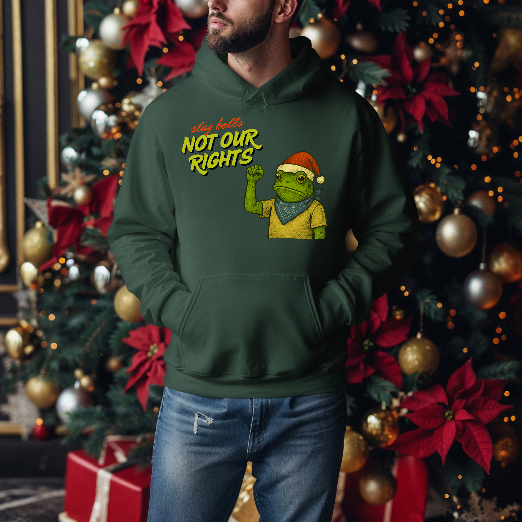 Slay Bells Not Our Rights™ | Graphic Christmas Hoodie
